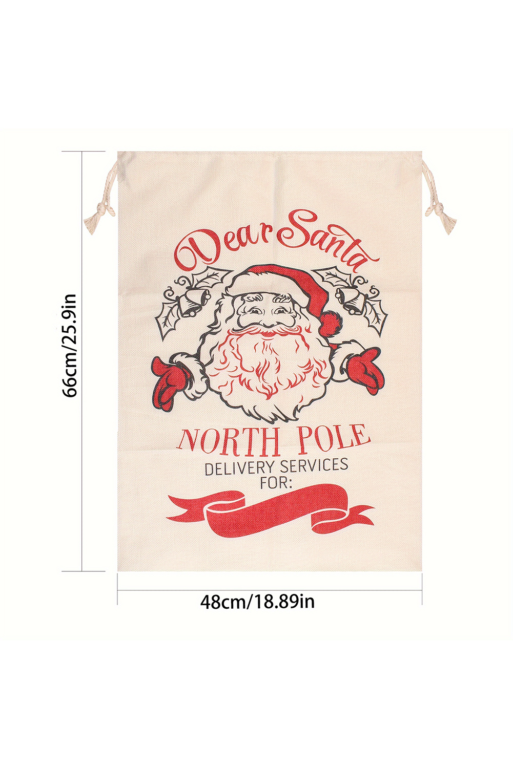 White Santa Claus Drawstring Closure Christmas Gift Bag