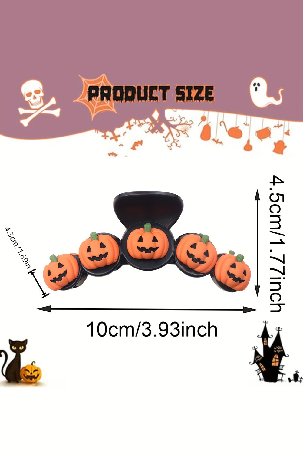 Orange Halloween Pumpkin Hair Claw Clip