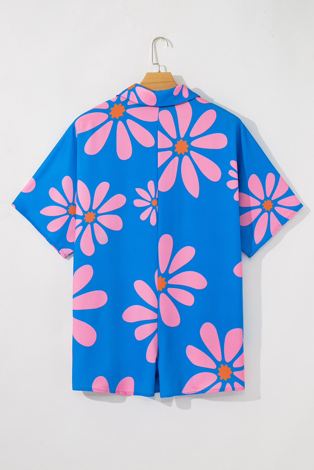 Boho Blue Floral Shirt Collar Romper