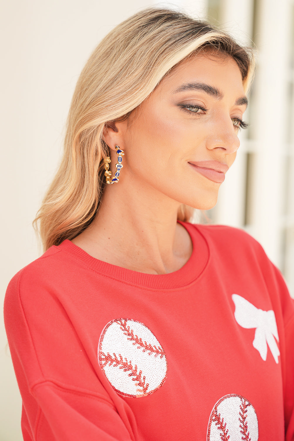 Football Game Day Hoop Earrings