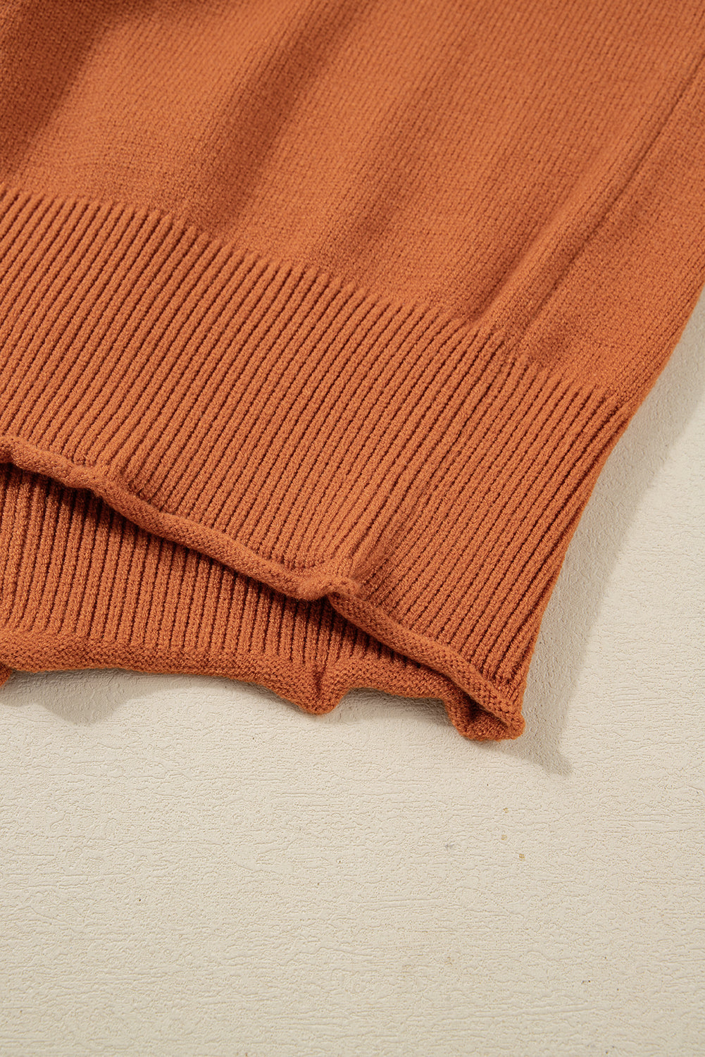 Desert Gold Colorblock Raw Edge Bubble Sleeve V-Neck Sweater