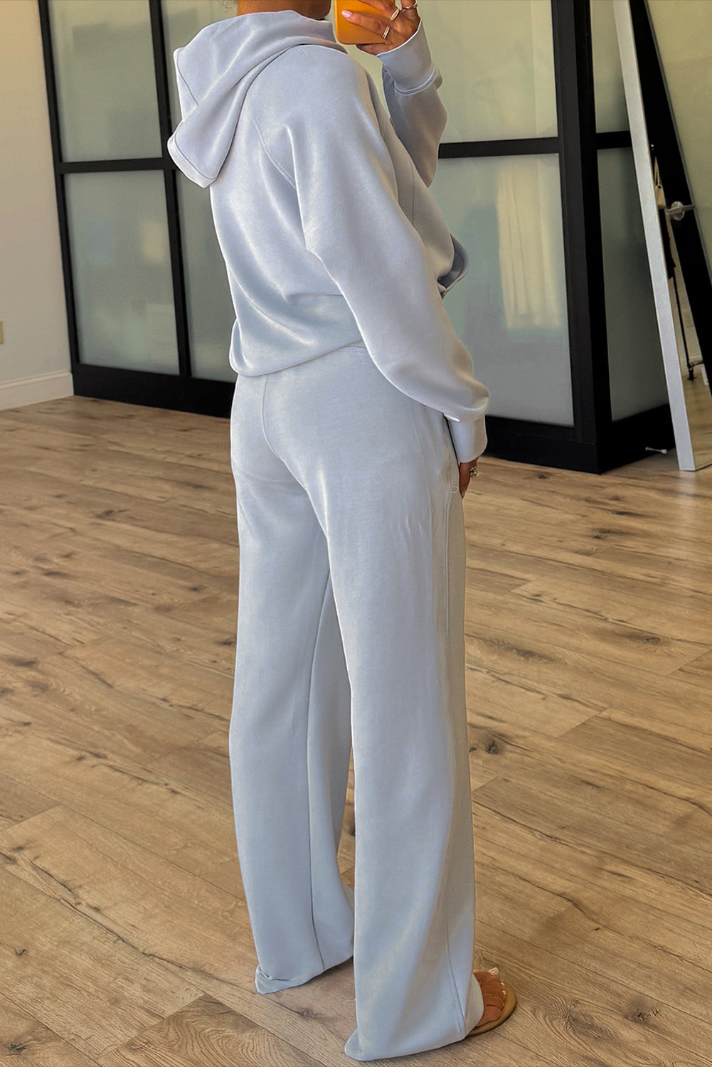 Beau Blue Half Zip Thumbhole Sleeve Hoodie Active Pants Two Piece Set