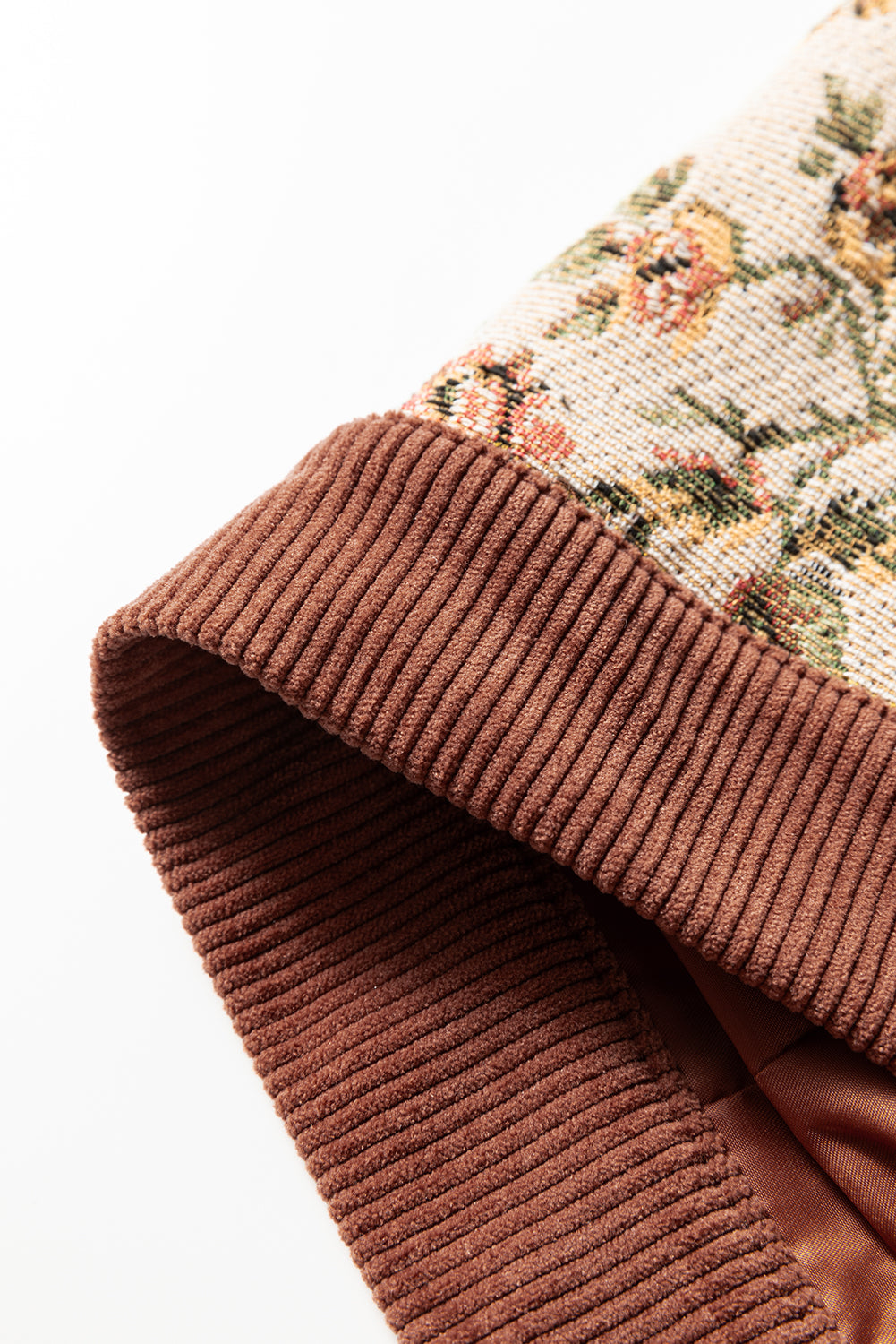 Ribbed Retro Floral Patchwork Shirt Style Jacket