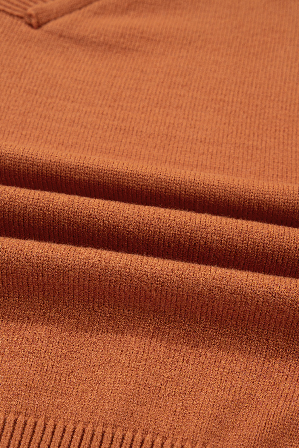 Desert Gold Colorblock Raw Edge Bubble Sleeve V-Neck Sweater