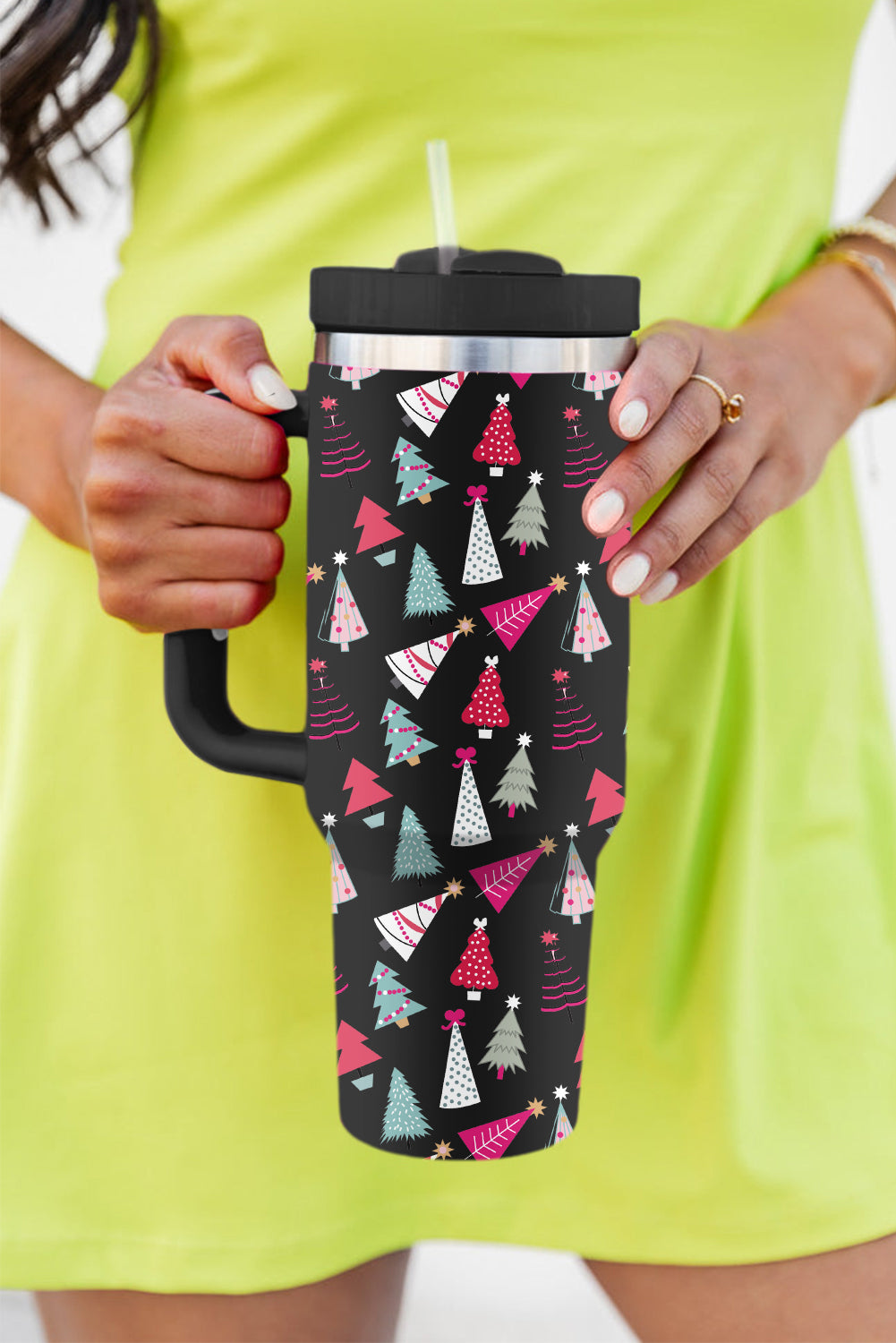Black Christmas Tree Printed 40oz Tumbler Cup