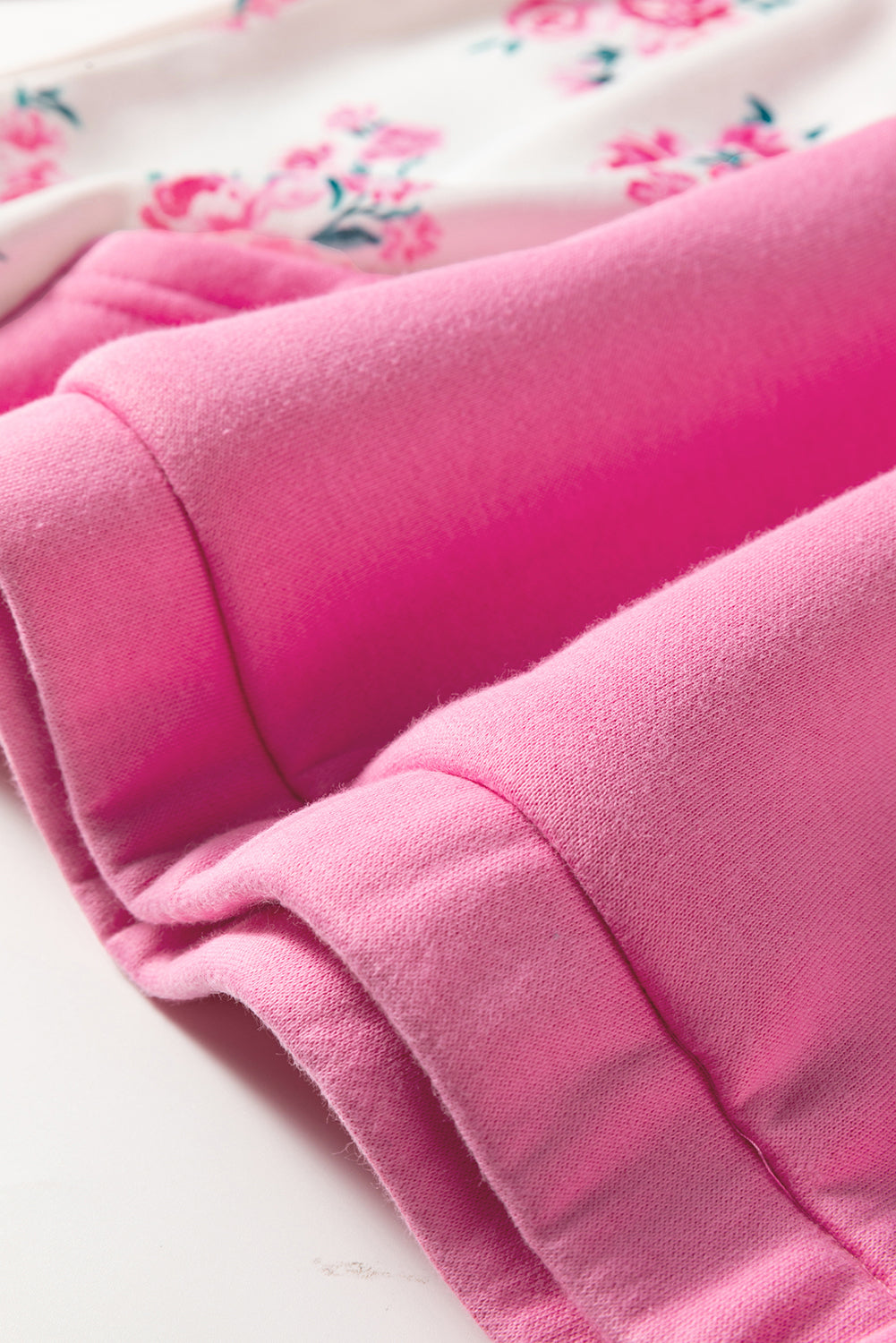 Colorblock Polo Collar Floral Patchwork Puff Sleeve Top