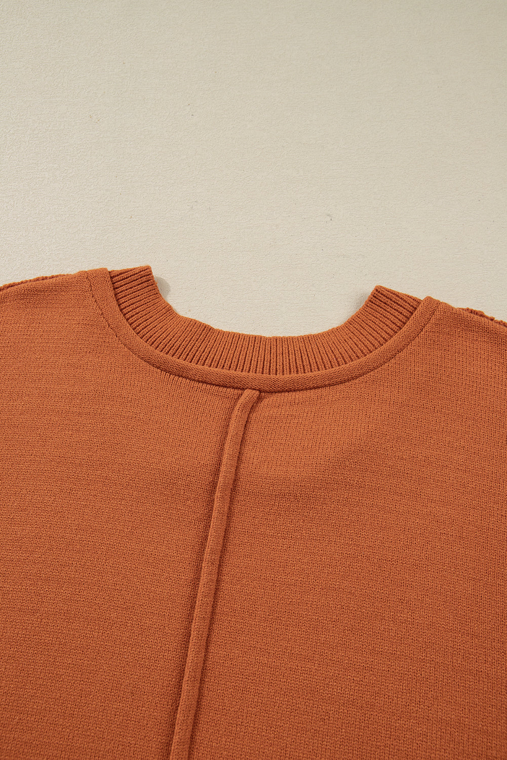 Desert Gold Colorblock Raw Edge Bubble Sleeve V-Neck Sweater