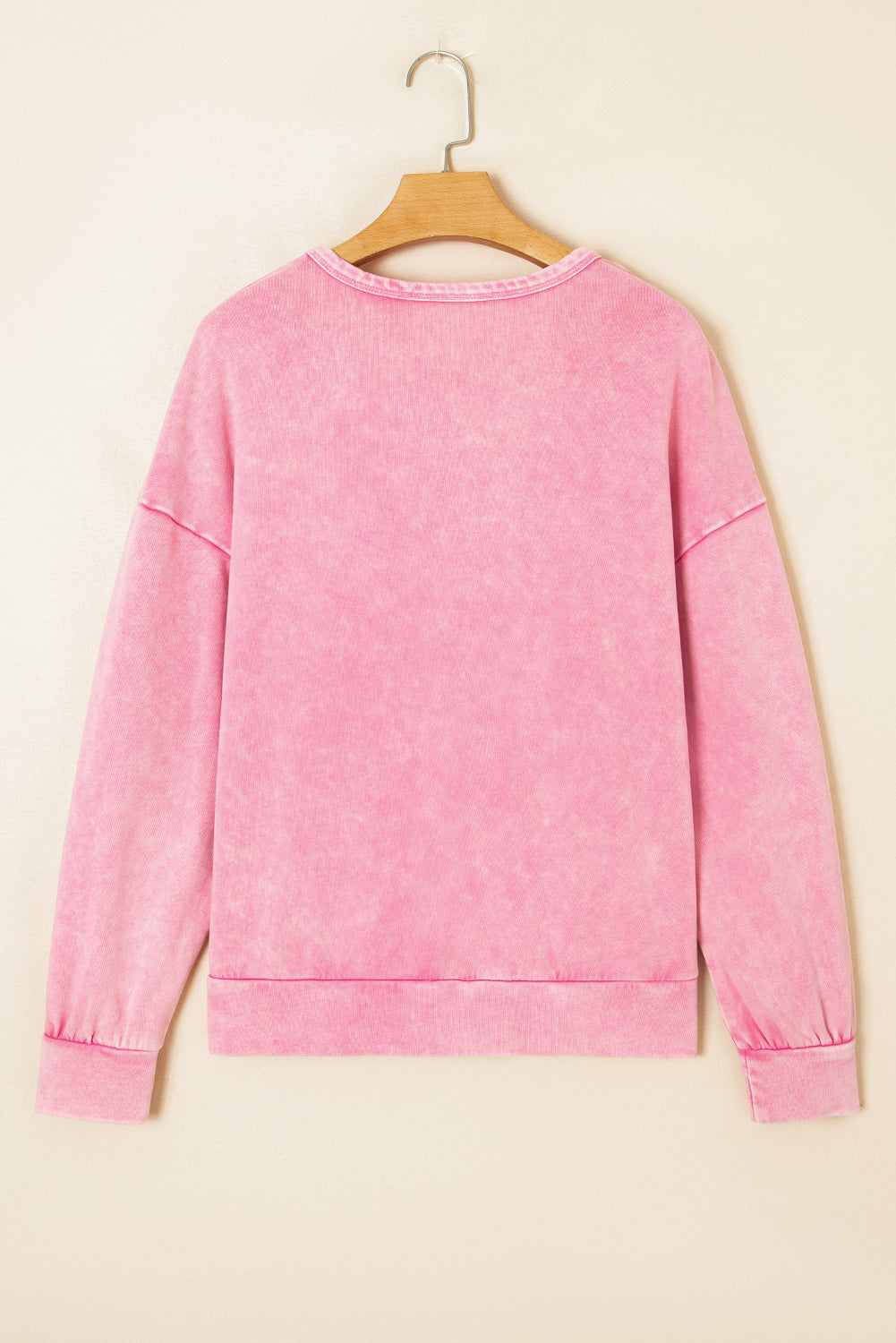 Waffle Knit Mineral Wash Pullover with Bow Detail