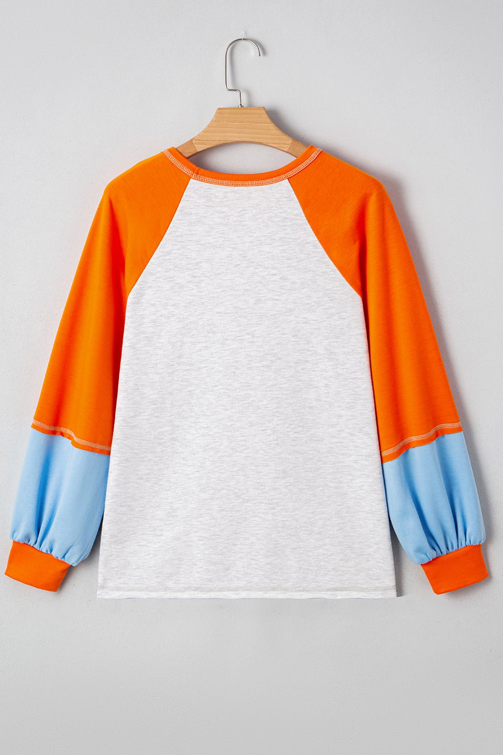 Light Grey Hello Pumpkin Patch Application Graphic Colorblock Raglan Sleeve Top