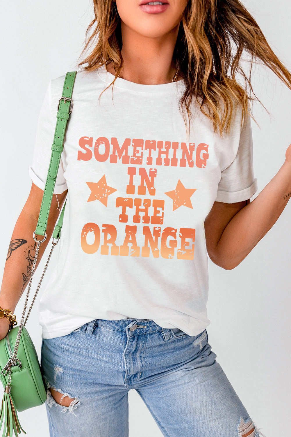 White "Something In The Orange" Graphic Crew Neck T-Shirt