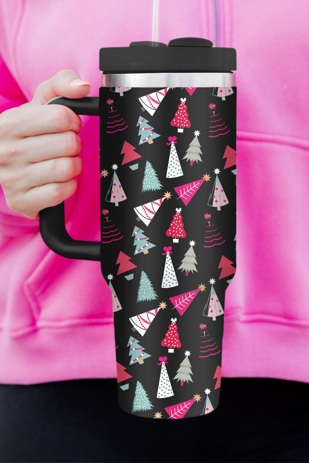 Black Christmas Tree Printed 40oz Tumbler Cup