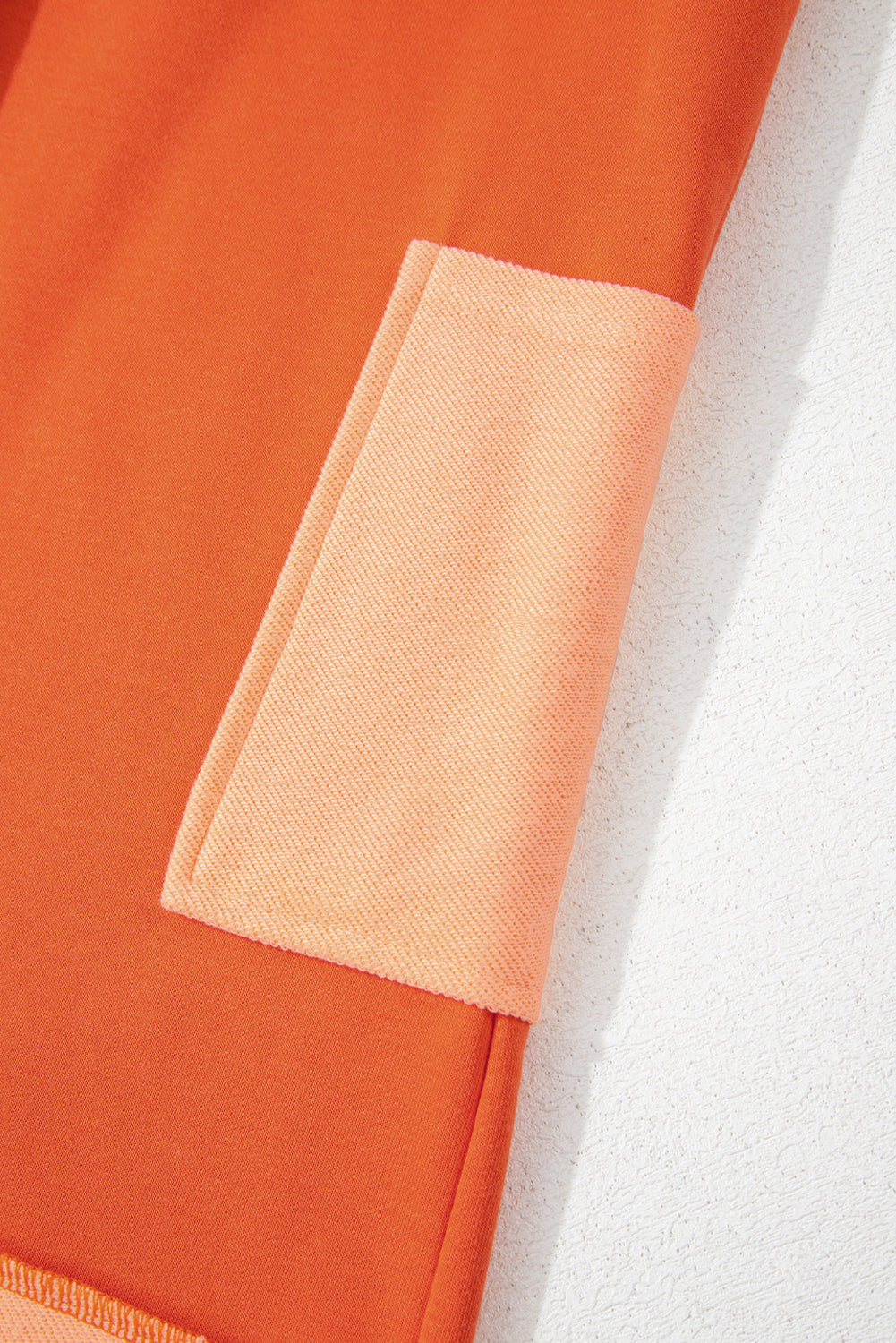 Orange Two-tone Short Sleeve V-Neck Patched Pocket Loose Romper