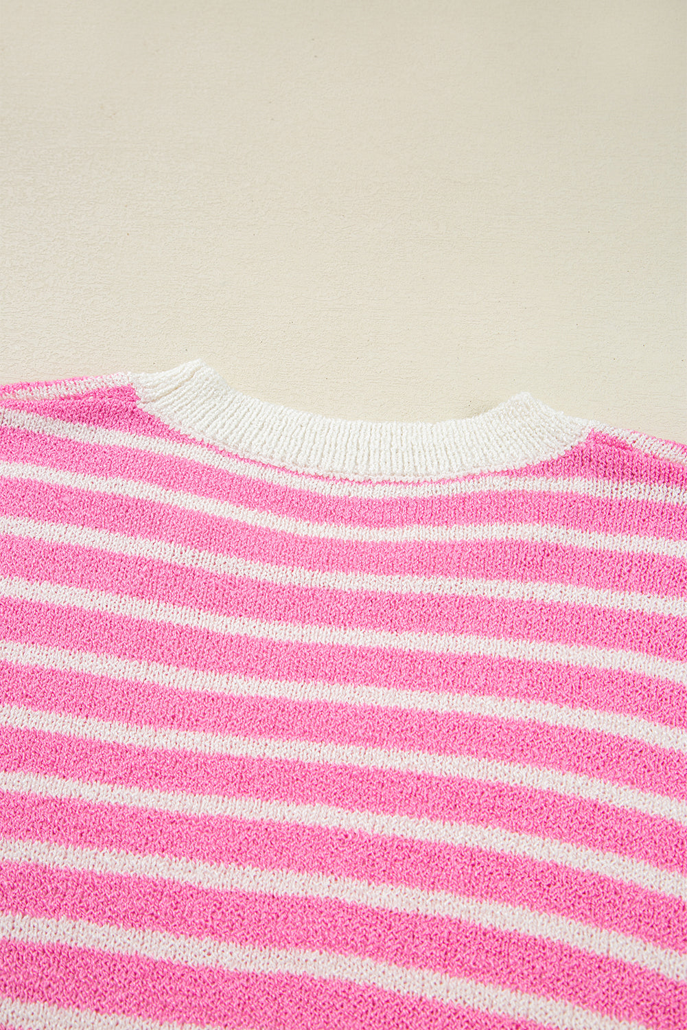 Multicolor Colorblock Striped Patchwork Dolman Sleeve Slit Sweater