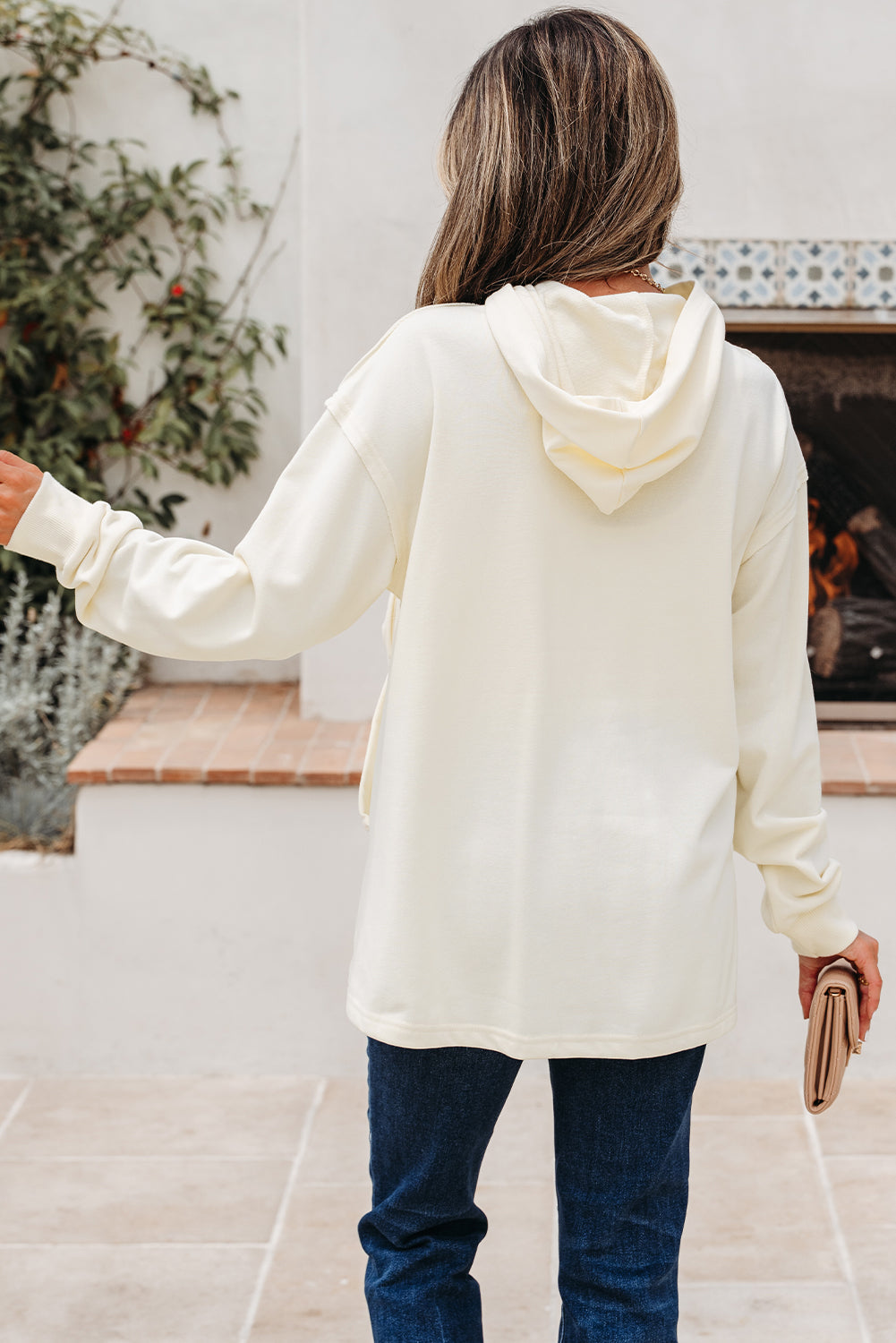 Oversized Bow Hoodie – Creamy White