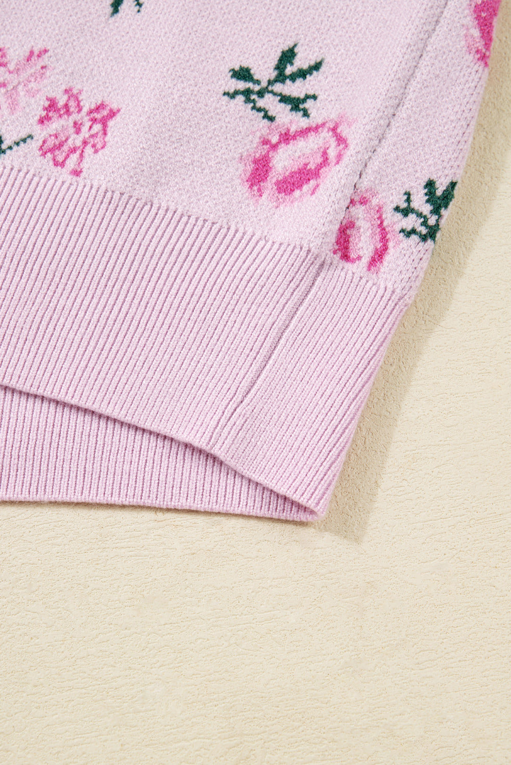 Sweet Floral Print Drop Shoulder Cropped Sweater