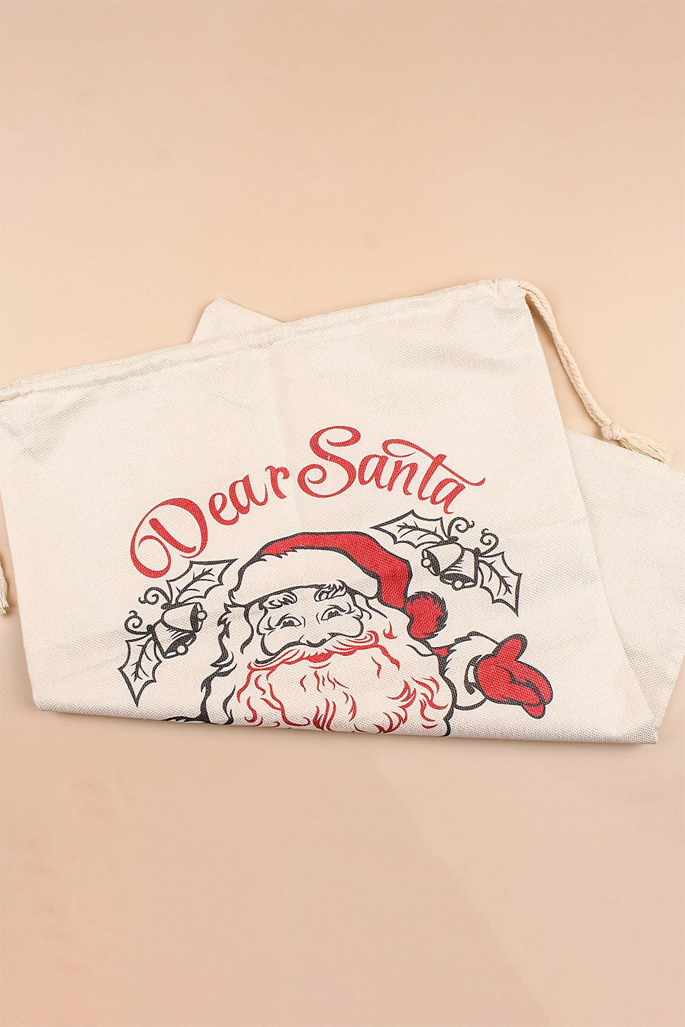 White Santa Claus Drawstring Closure Christmas Gift Bag