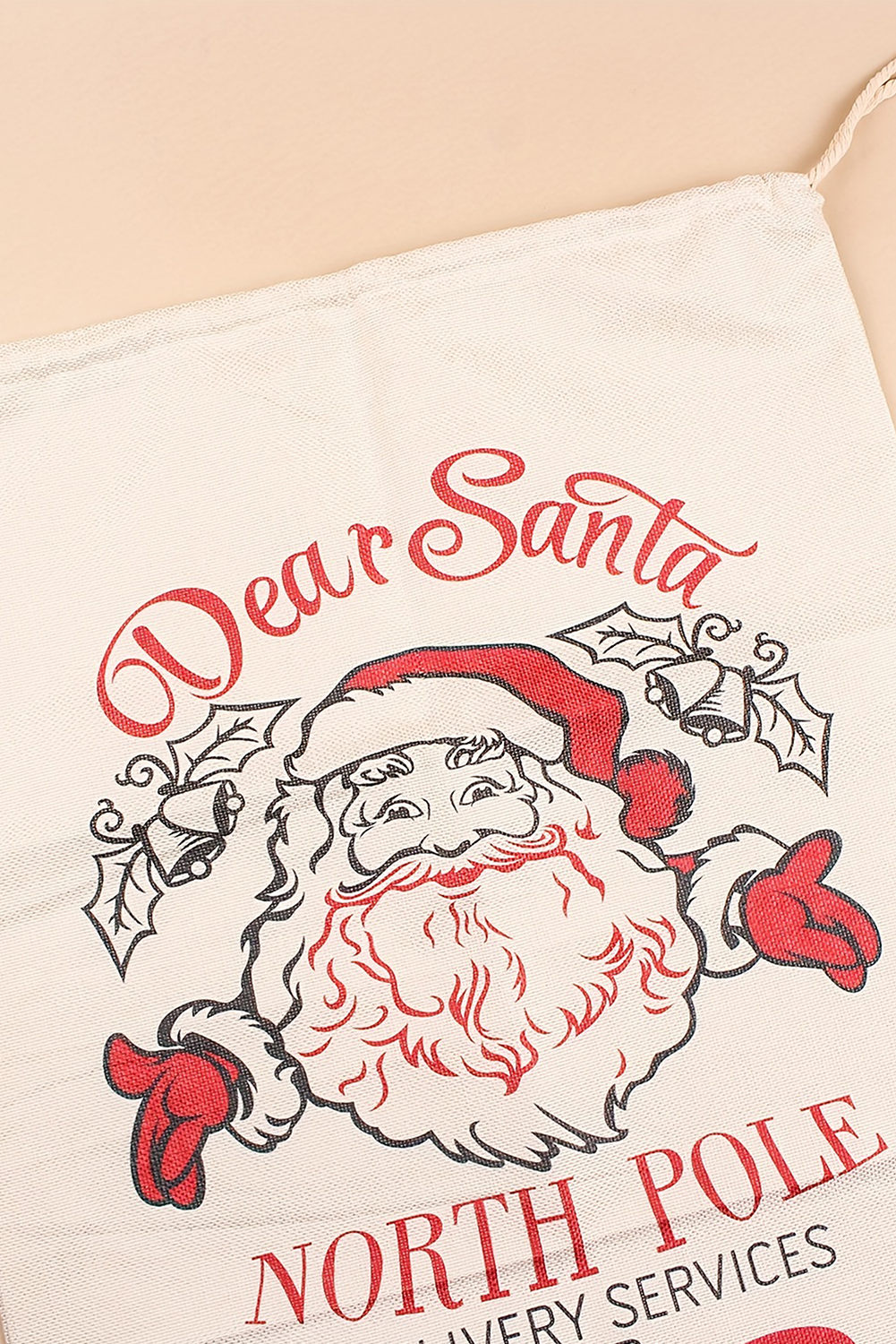 White Santa Claus Drawstring Closure Christmas Gift Bag