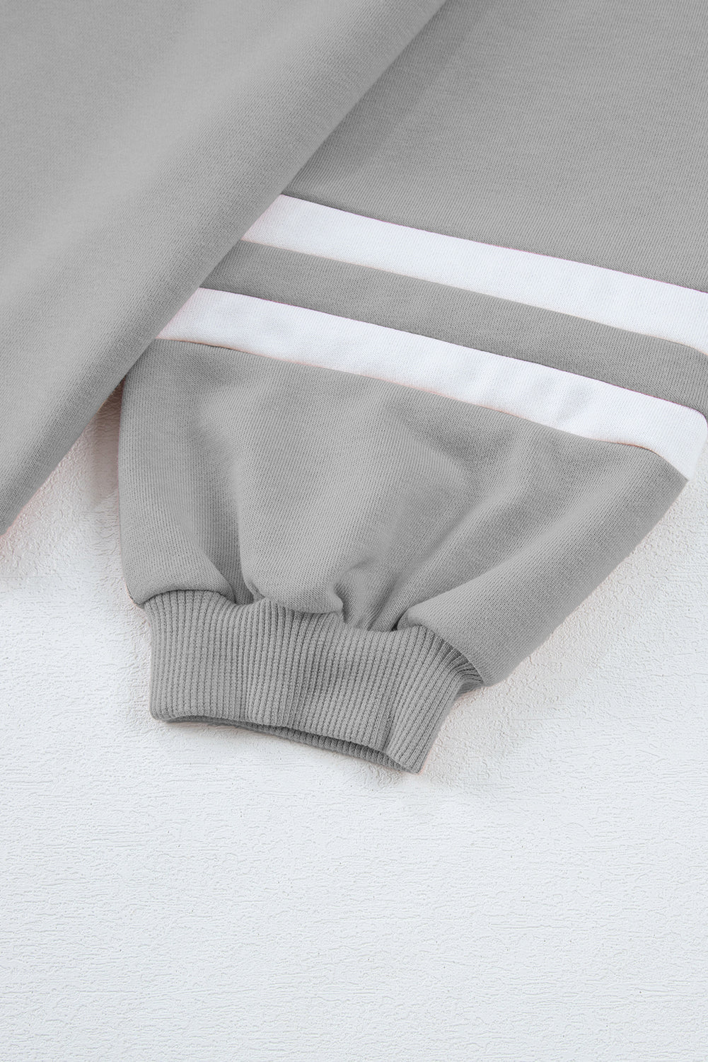 Gray Contrast Trim Long Sleeve Lounge Set
