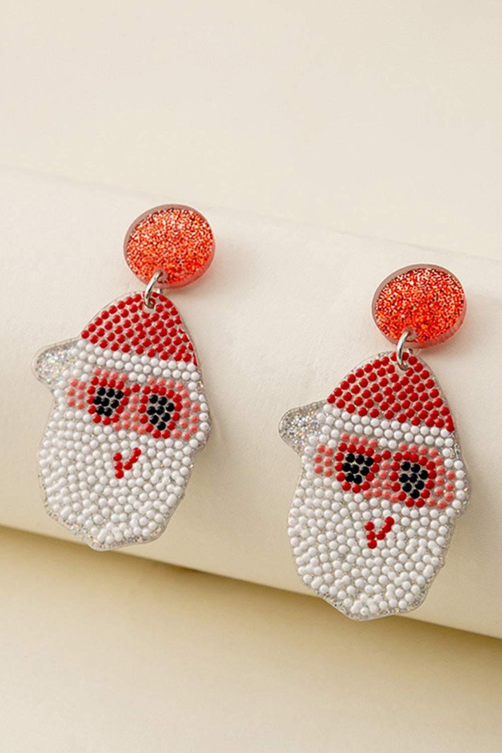 White Christmas Santa Claus Acrylic Earrings