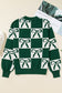 Green Bow Print Checkered Knit Sweater