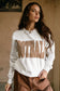 White Football Letter Graphic Crew Neck Sweatshirt