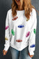 Beige Sequin Rugby Graphic Drop Sleeve Sweatshirt