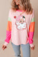 Pink Casual Colorblock Santa Claus Graphic Sweatshirt