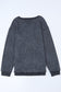 Green Ribbed Round Neck Drop Sleeve Pullover Sweatshirt