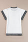 White Contrast Trim Round Neck Batwing Sleeve Knitted T Shirt