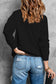 Black Sequin Cute Bow Ghost Graphic Crew Neck Halloween Sweatshirt