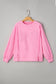 Pink Lace Bow Embroidered Split-Hem Sweatshirt
