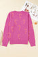 Pink Christmas Candy Cane Holiday Drop Shoulder Sweater