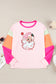 Pink Casual Colorblock Santa Claus Graphic Sweatshirt