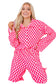 Pink Checkered Buttoned Shirt and High Waist Pants Set