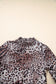 Leopard Mesh Smocked Neck Long Sleeve Bodysuit