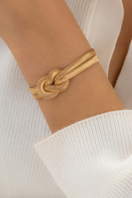 Gold Knotted Snake Bone Chain Adjustable Bracelet