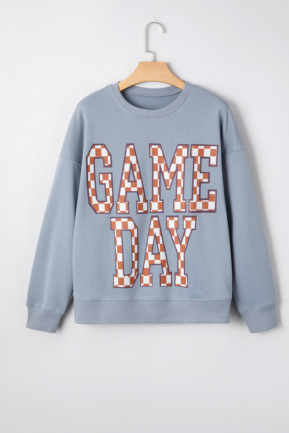 Game Day Checkered Letter Graphic Oversized Sweatshirt