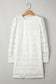 White Lace Floral Round Neck Puff Sleeve Shift Mini Dress