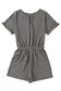 Gray Solid Casual Ribbed Elastic Waist Romper