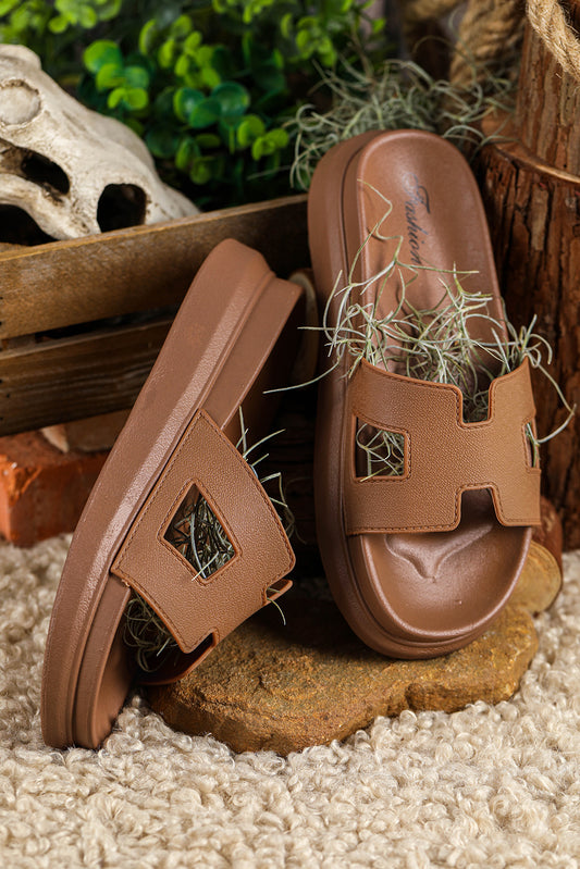 Cutout Open Toe Platform Slide Sandals