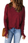 Green Plain Solid Casual Thumbhole Long Sleeve Top