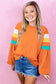 Color Block Sleeve Exposed Seam Raglan Sweatshirt