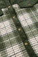 Blackish Green Snap Buttons Patchwork Plaid Shacket