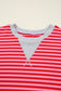 Red Stripe Drop Shoulder Baggy Pullover and Shorts Casual Set