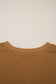 Oversized Mixed Textured Split Neck High Low Patchwork Sweatshirt