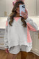 Light Grey Colorblock Raw Hem Pullover and Shorts Set
