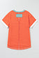 Grapefruit Orange Contrast Trim Exposed Seam V Neck T Shirt