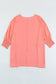 Pink Casual Shirred Cuffs Half Sleeve Blouse