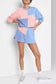 Peach Blossom Colorblock Long Sleeve Top & Pocketed Shorts Set