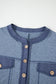 Denim Blue Patchwork Short Sleeve Jumpsuit with Pockets